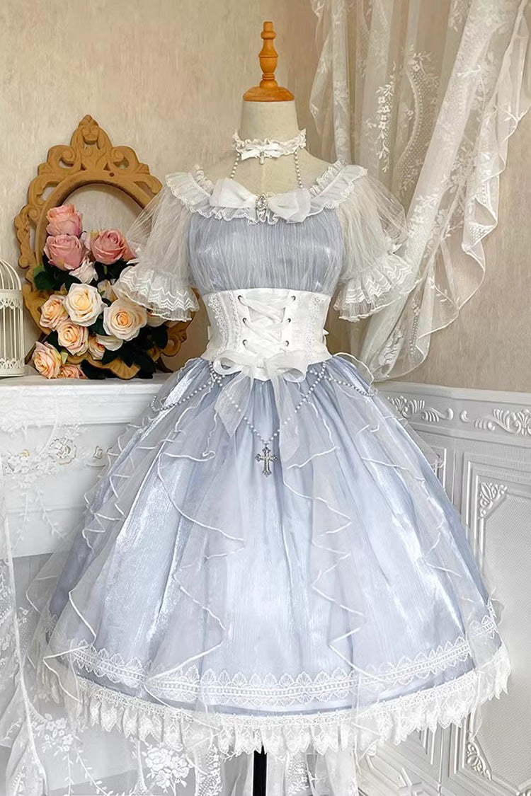 Azure Mermaid Hanayome Sweet Dress with Ruffled Short Sleeves