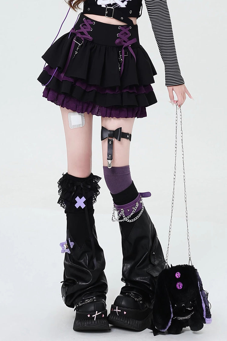 Rebellious Period Gothic Japanese Lolita Skirt with Double Ruffles