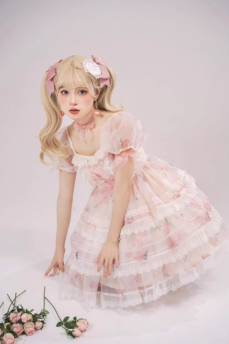 Blush Organza A-Line JSK with Peaches