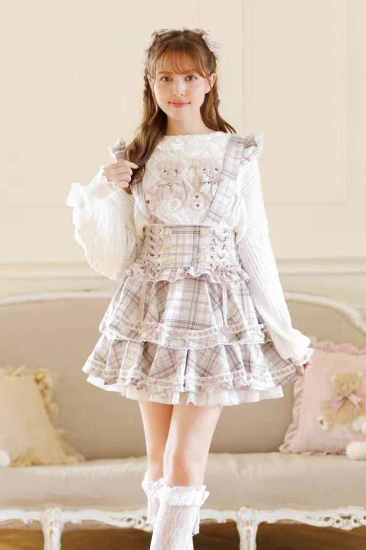 Graceful High-Rise Triple-Layered Printed Ruffle Lace-Up Strap Dress in Three Shades