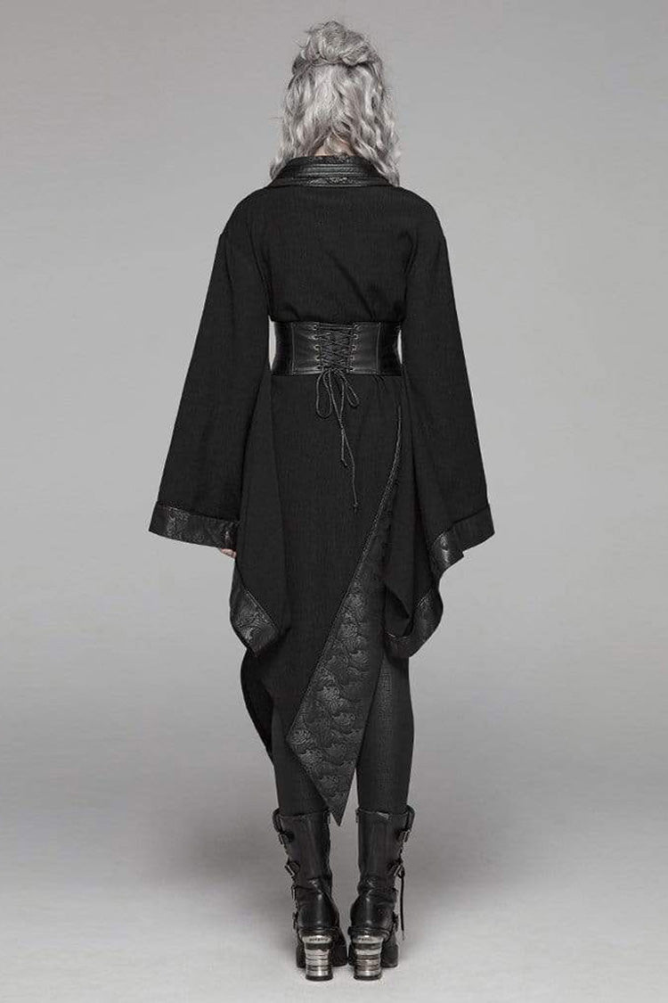 Wave Print Kimono Punk Dress with Asymmetric Hem