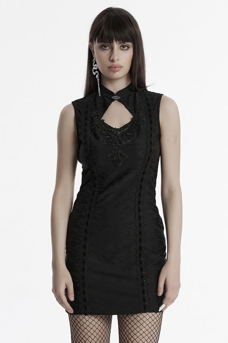 Prom Dress with Cheongsam Collar Sleeveless Embroidery