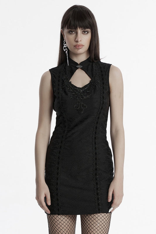 Prom Dress with Cheongsam Collar Sleeveless Embroidery