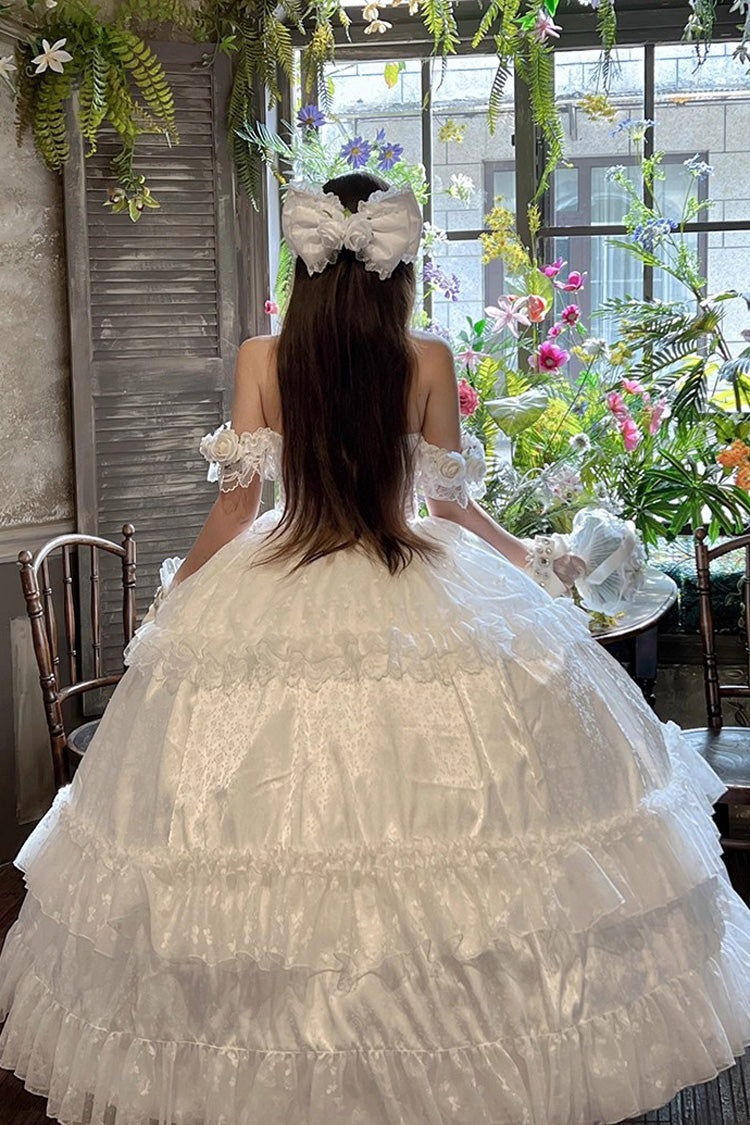 Ivory Bridal Ruffled Bow Lace Princess JSK