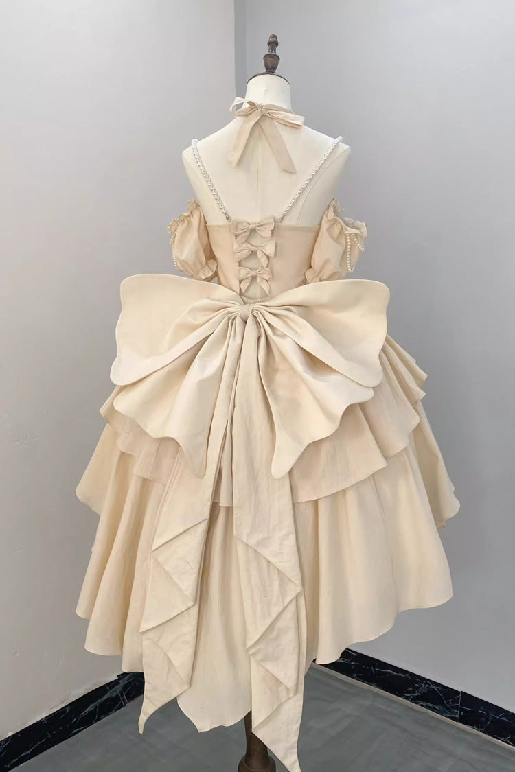 Ivory Hanayome Hollow Bowknot Sweet Princess Lolita Jsk Dress