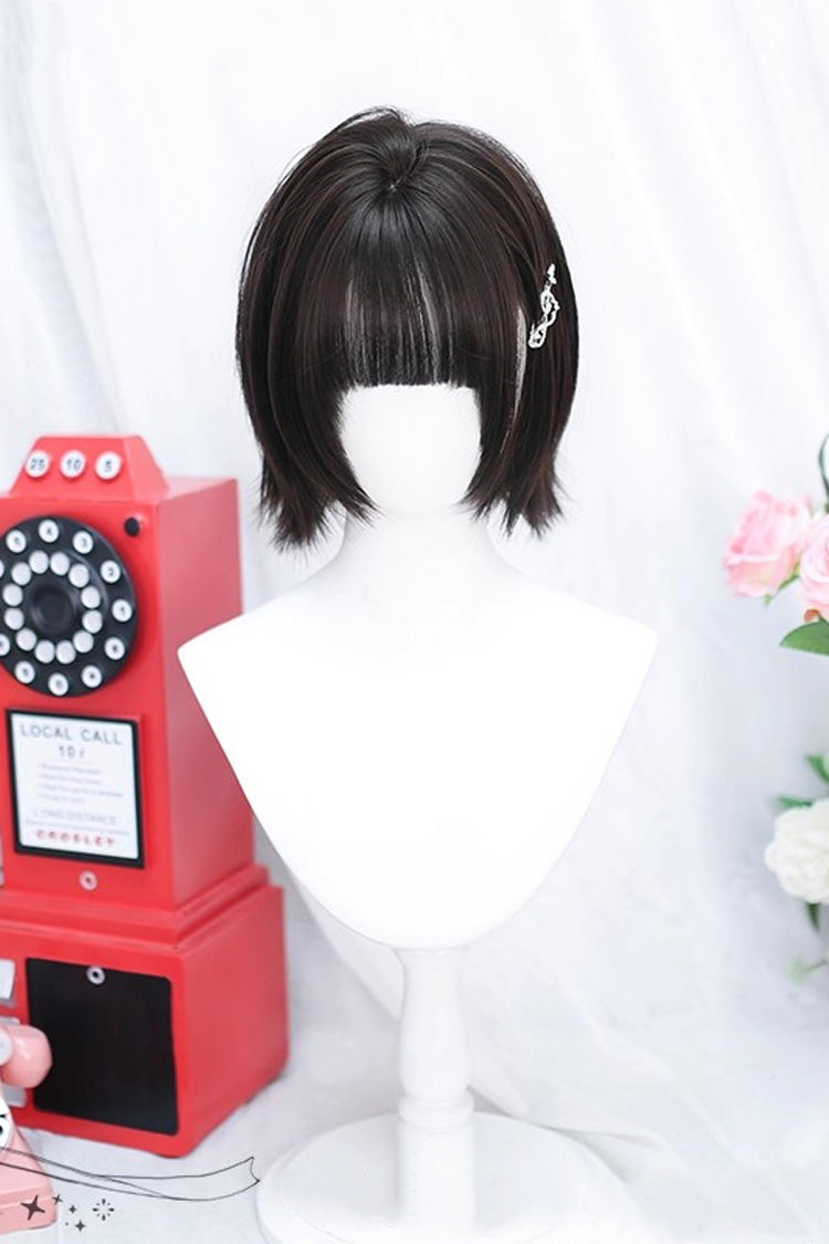 Chocolate Light Air Bangs Lolita Short Curly Wig