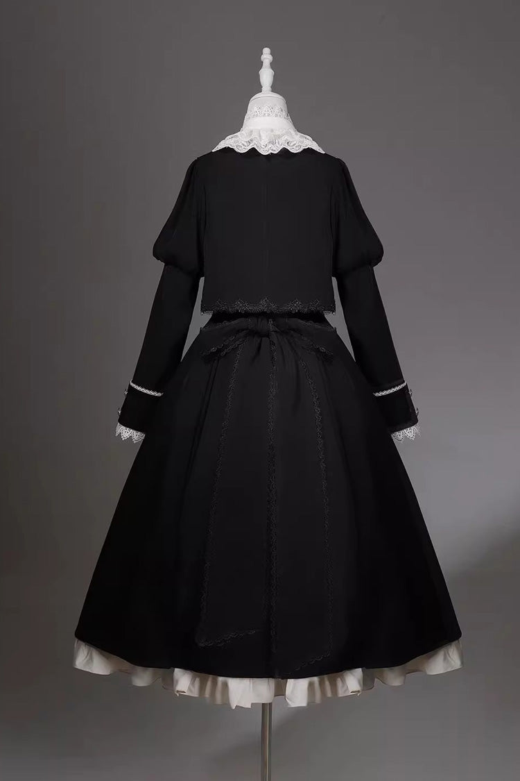 Black/White Violin Variations Ruffled Embroidered Gothic Lolita Jumper Gown Set