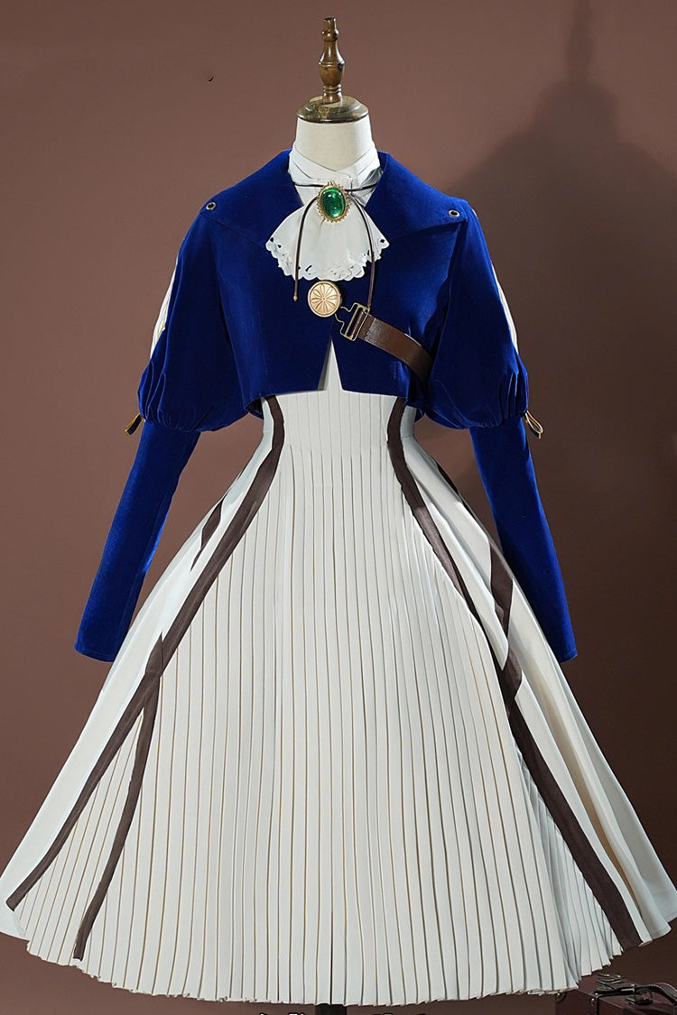 Cerulean and Ivory Violet Evergarden Inspired Long Sleeve Cardigan Sweet Lolita Dress Set