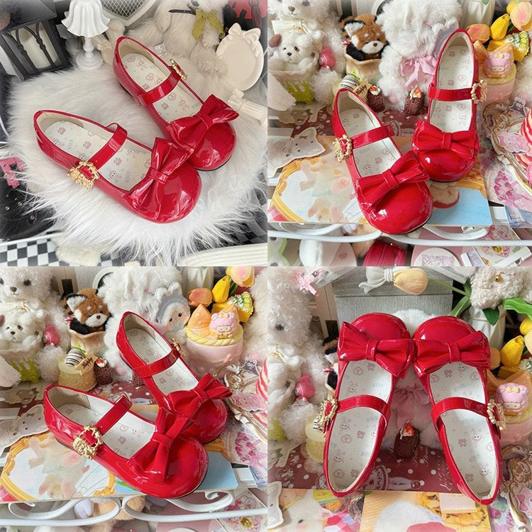 Ribbon Rounded-Toe Low-Heel Girly Lolita Mary Janes - 4 Shades