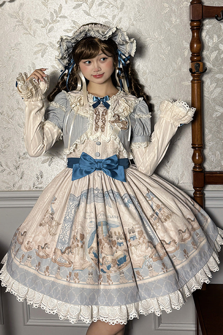 Fairy Tale Short-Sleeve Ruffle Bow Dress for Sweet Lolita - Two Tones