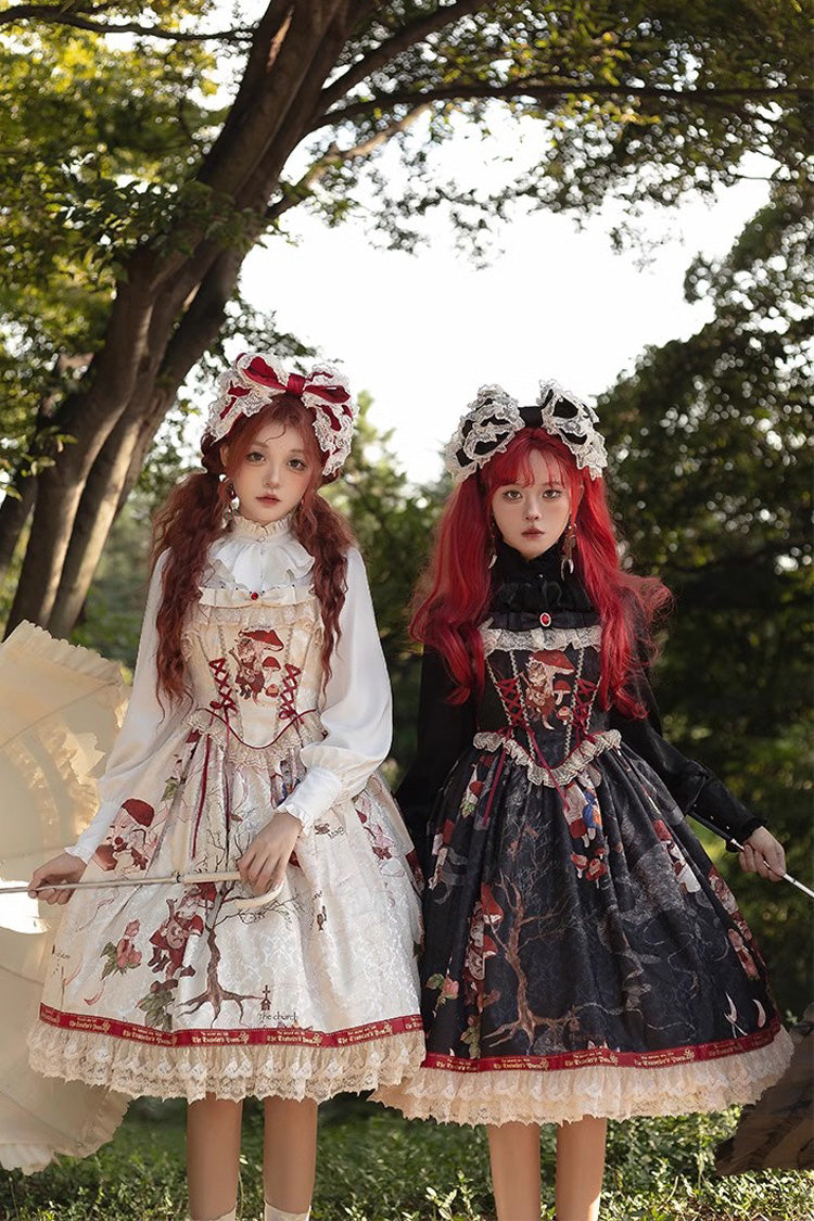 Cat Traveler Print Ruffle Vintage Elegant Sweet Lolita Jsk Dress