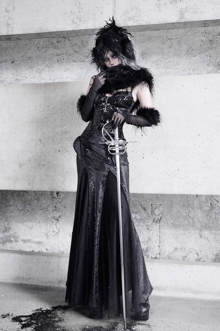 Black Print Stitching Sleeveless Gothic Lolita JSK Dress - Snake Eye Shadow