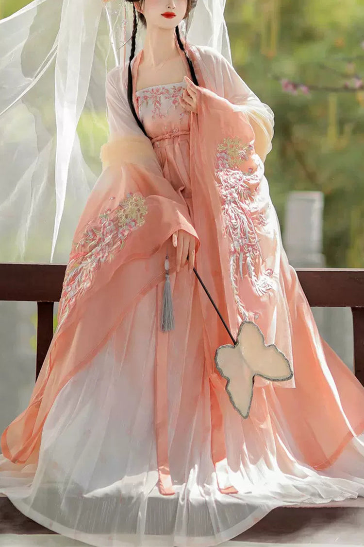 Chinese Hanfu Ensemble with Embroidery, Sweet Style Set