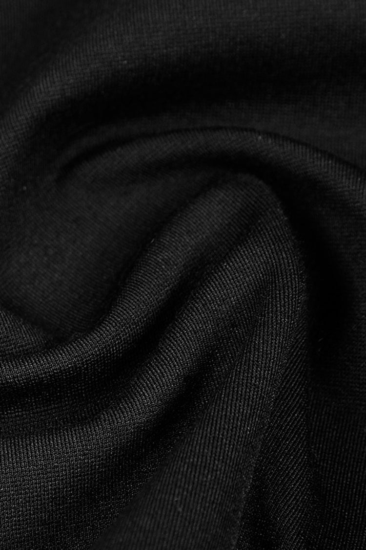 Chic Black Backless Embroidered Zipper Sleeveless Halter Punk Vest