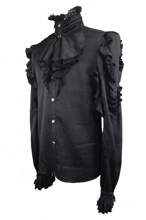 Midnight Vampire Gothic Blouse with Ruffled Sleeves