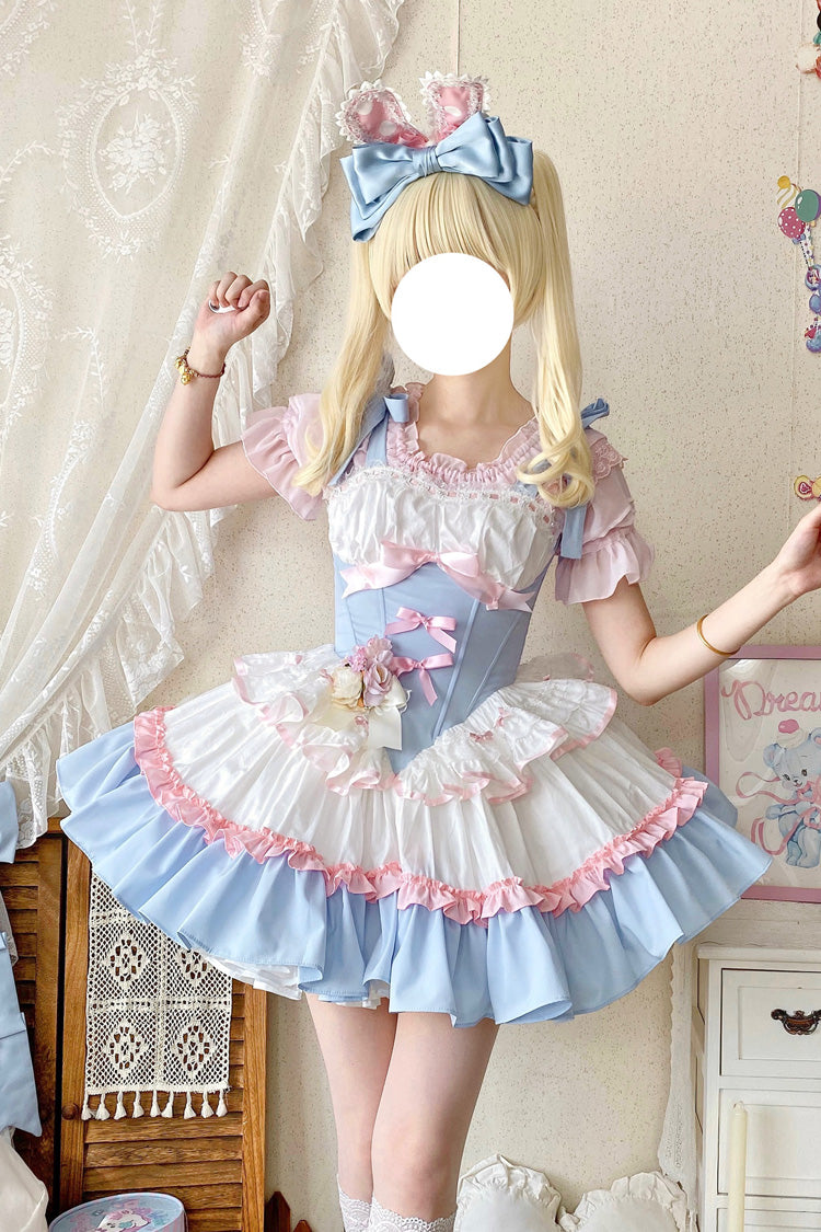 Ballet Lolita Dress with Triple Layers and Fishbone Details