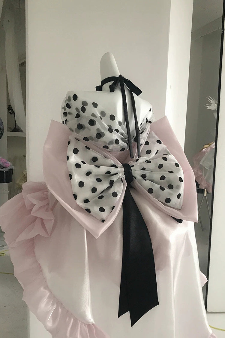 Printed Lace-Up Princess Dress - Polka Dot × Gown Coronation