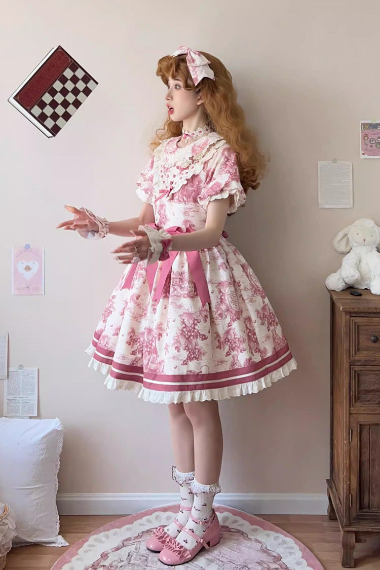 Grape Moon Lolita Dress - Short Sleeve, Multi-Layer Ruffle