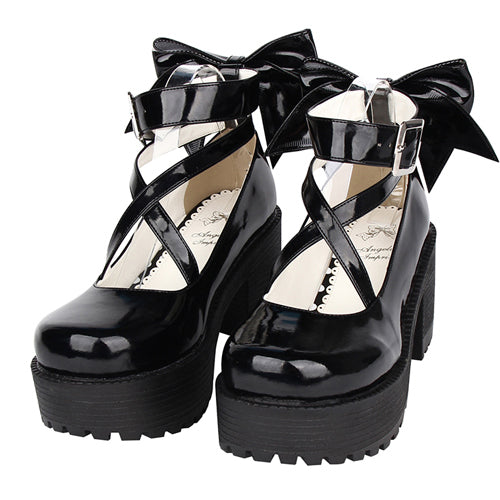Cute Bowknot Round-Toe High Heel Lolita Shoes
