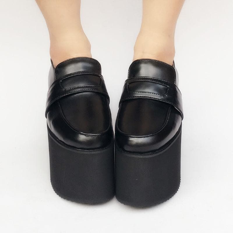 Black Uniform Custom Shoes SP168379 Platform Leather Made