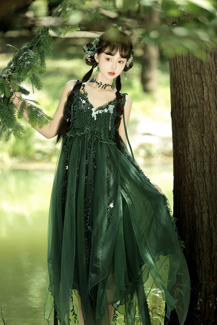 Emerald Forest Asymmetric Hem Sweet Chinese Jumper