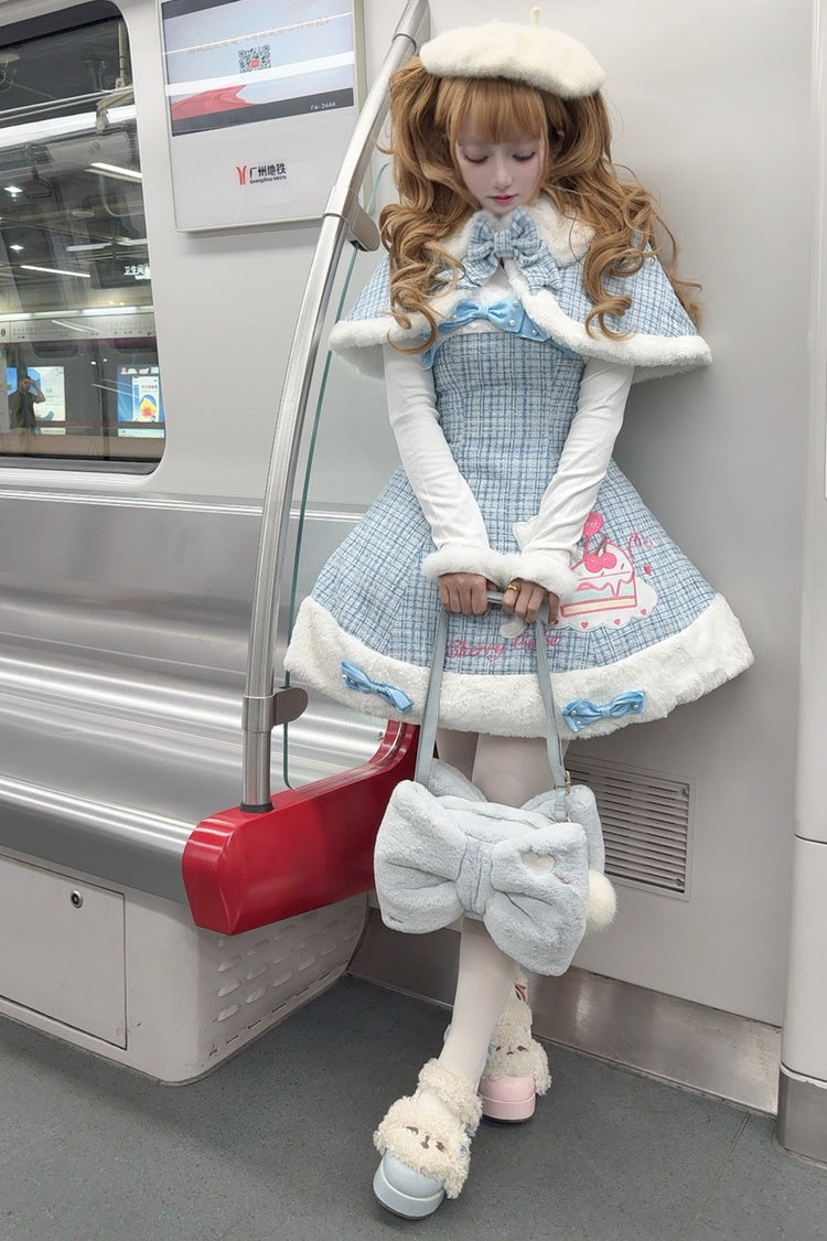 Blue Embroidered Bow Sweet Lolita JSK Dress