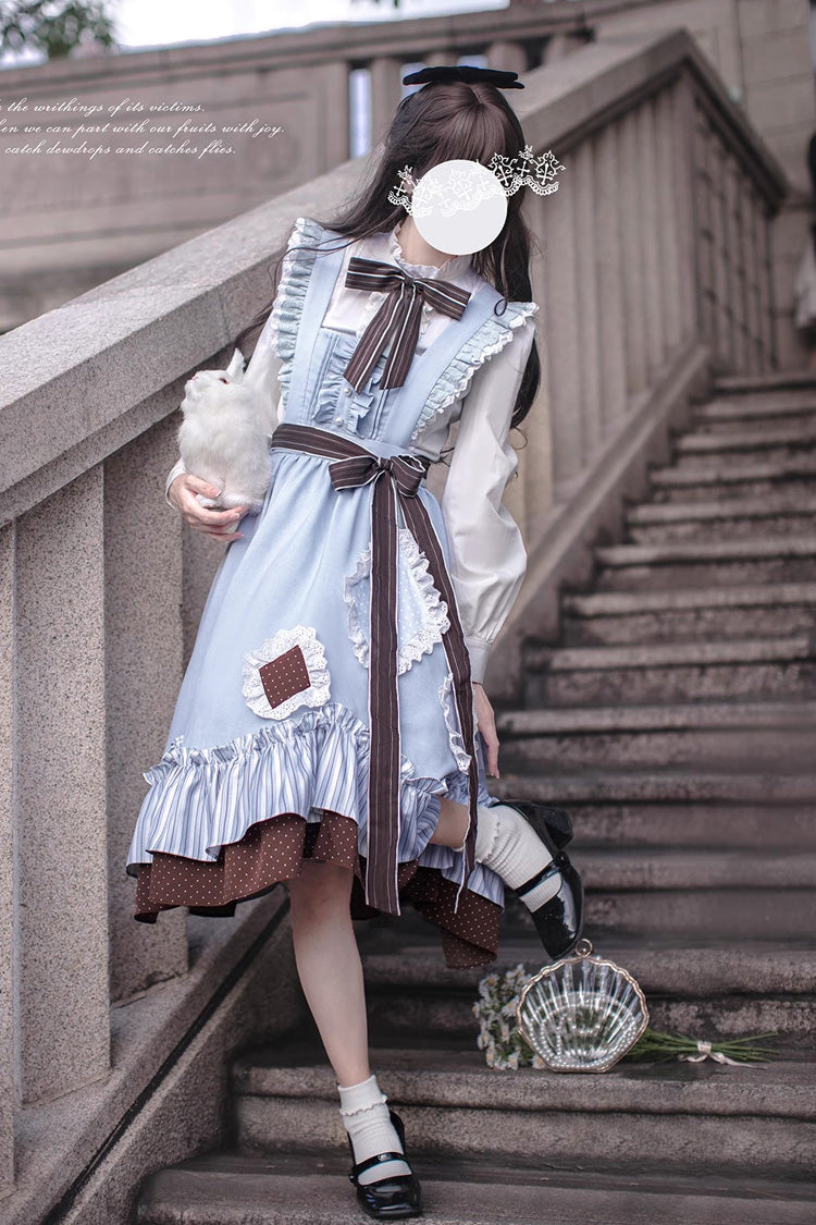 Blue Brown Bow Sweet College Style Jsk - Magic Vocal Club
