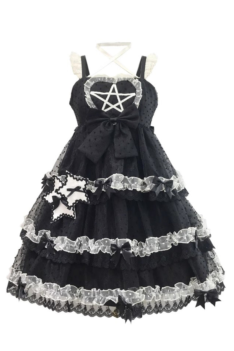 Jet Triple-Layer Jacquard Bowknot Sleeveless JSK - Du Meisha's Star Wish