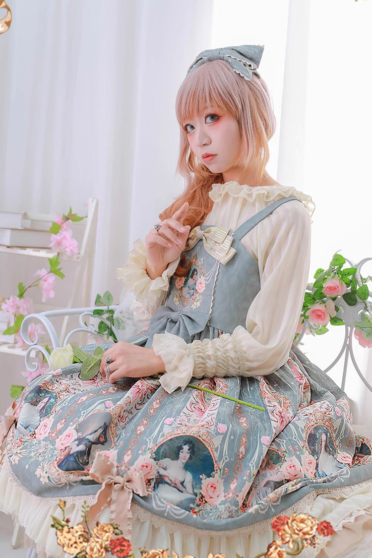 Portrait of A Little Lady Classic Vintage Lolita JSK with Ruffle Bowknot