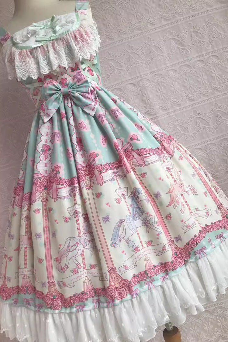 Rose Trojan Print JSK Dress - Ruffle Bow, 3 Colors