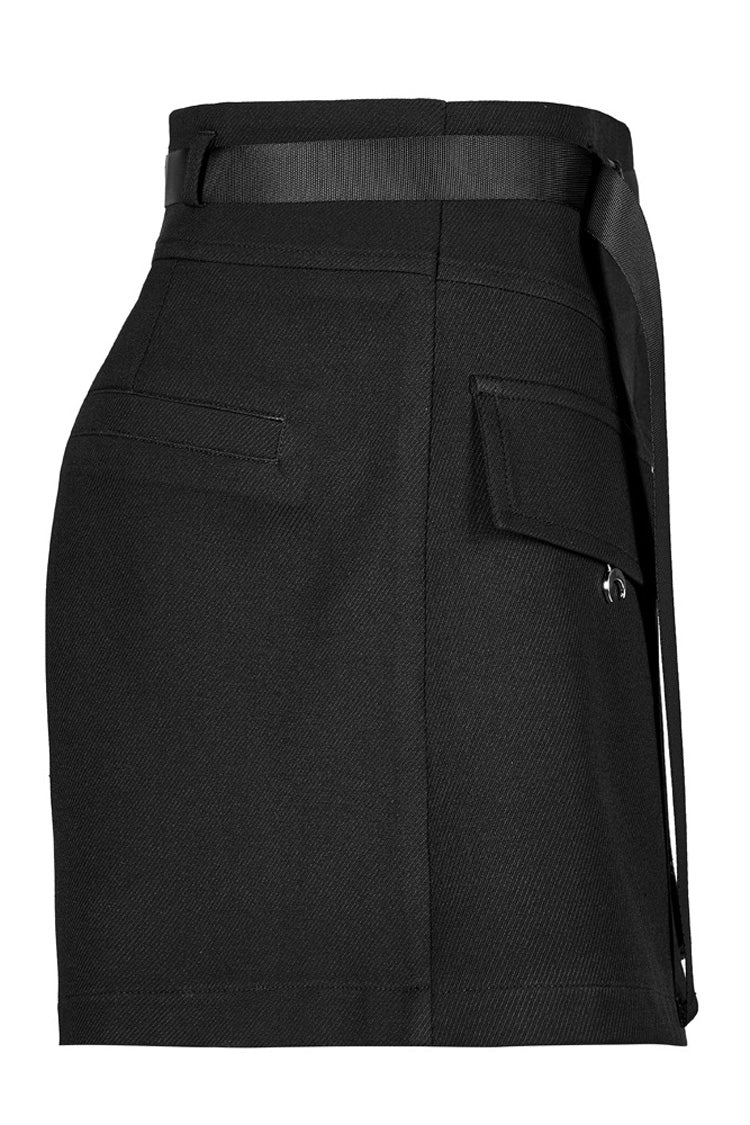 Punk Two-Piece Shorts with Cross Lamination Metal Crescent
