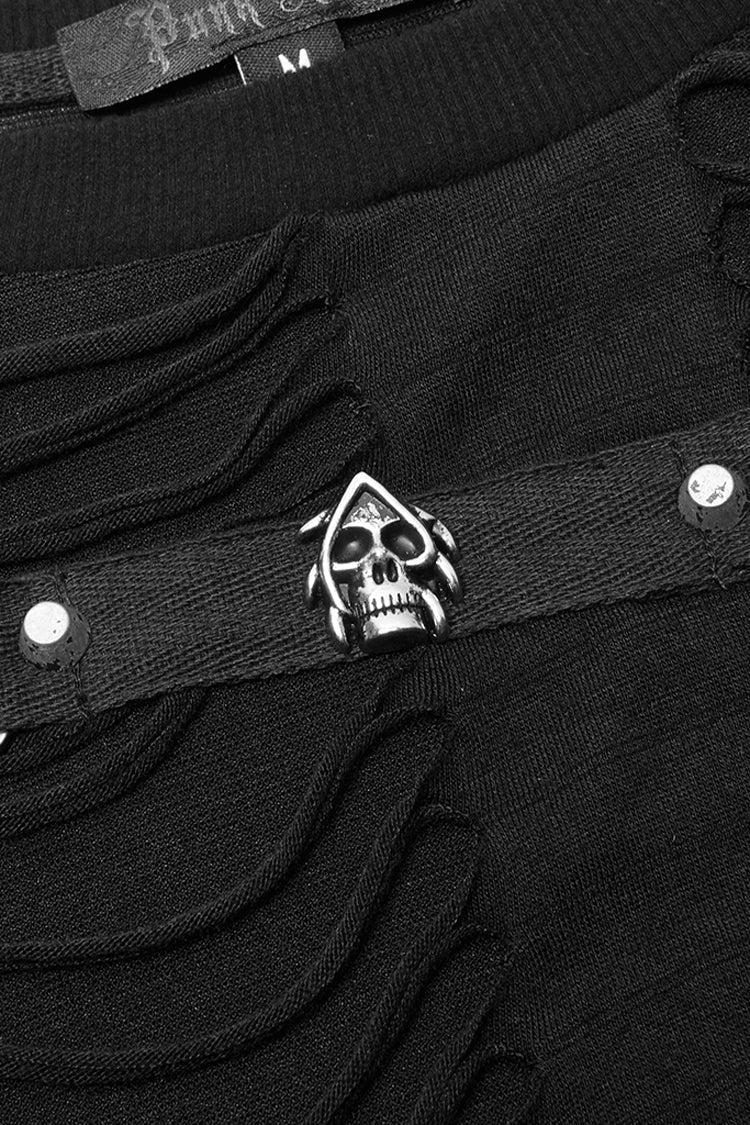 Jet Crewneck Long-Sleeve Double-Layer Distressed Gothic Blouse for Men