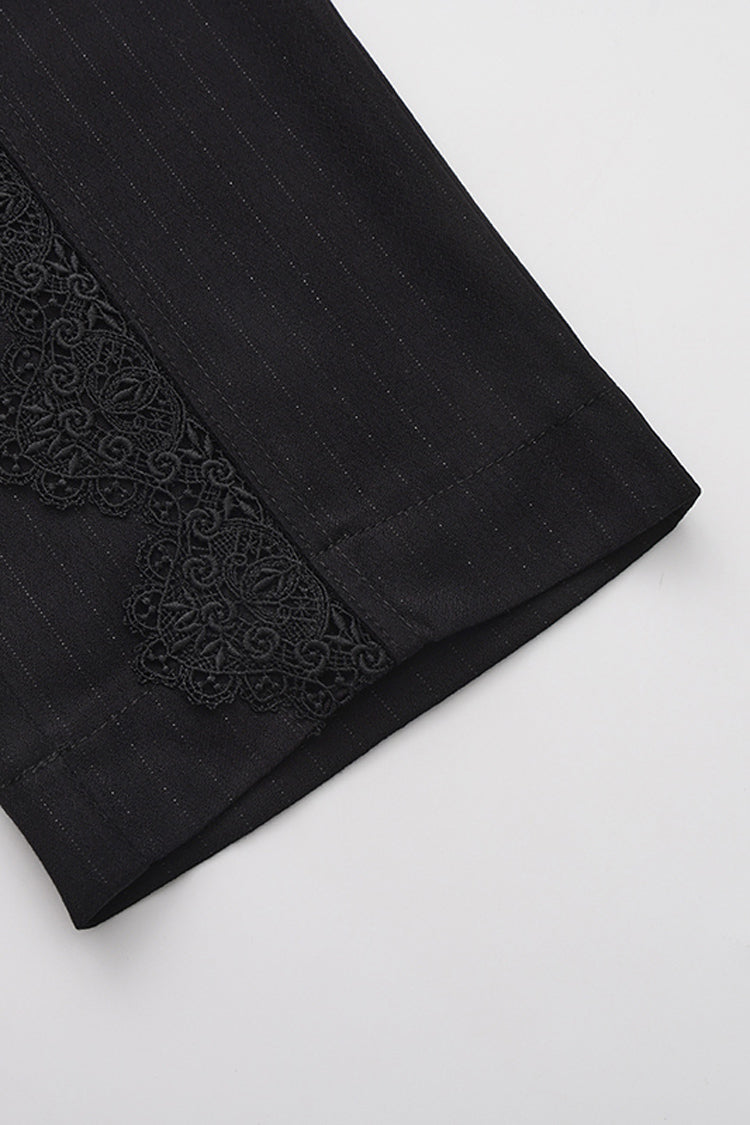 Elegant Ouji Lolita Pants with Chain Cross Embroidery, Double-Breasted Prince Style