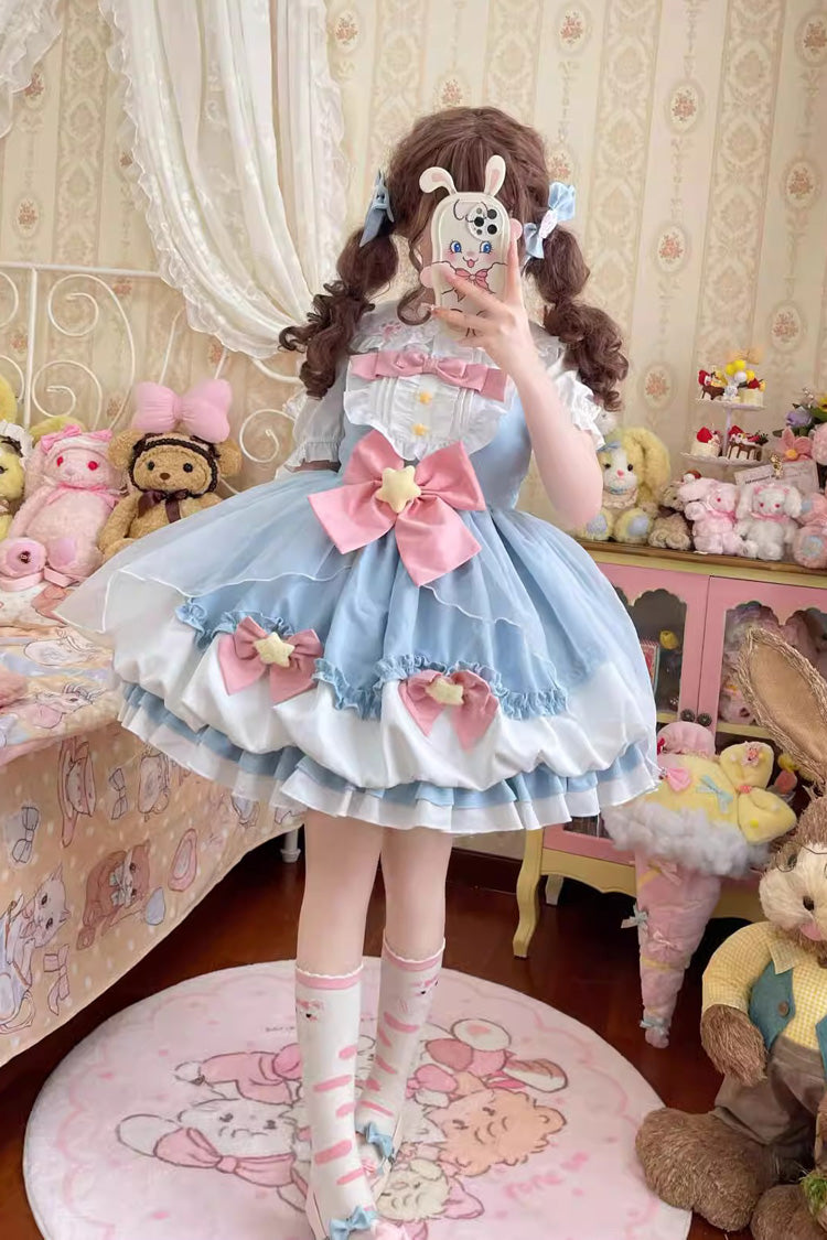 Wishing Star Bowknot JSK Dress with Bud Accents