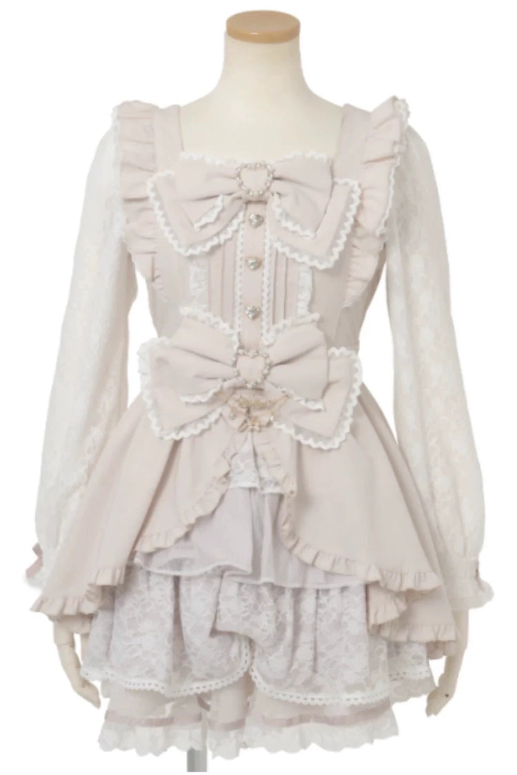 Gothic Square Collar Ruffled Bow Plus Size Japanese Lolita Dress Set