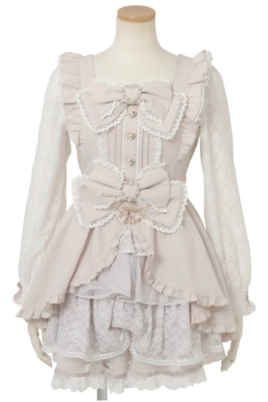 Gothic Square Collar Ruffled Bow Plus Size Japanese Lolita Dress Set