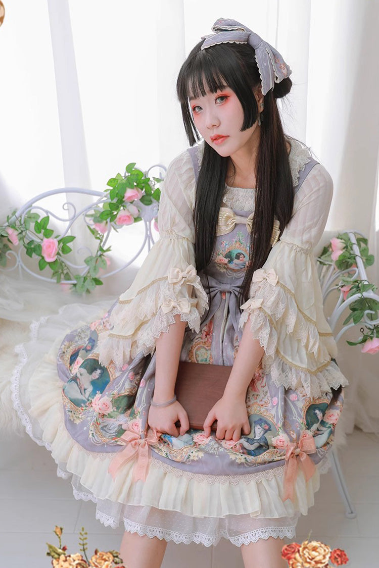 Portrait of A Little Lady Classic Vintage Lolita JSK with Ruffle Bowknot