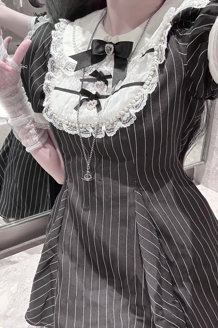 Gothic Japanese Dress Set with Rabbit Ears and Doll Collar - Moonlight Whispers, 2 Colors