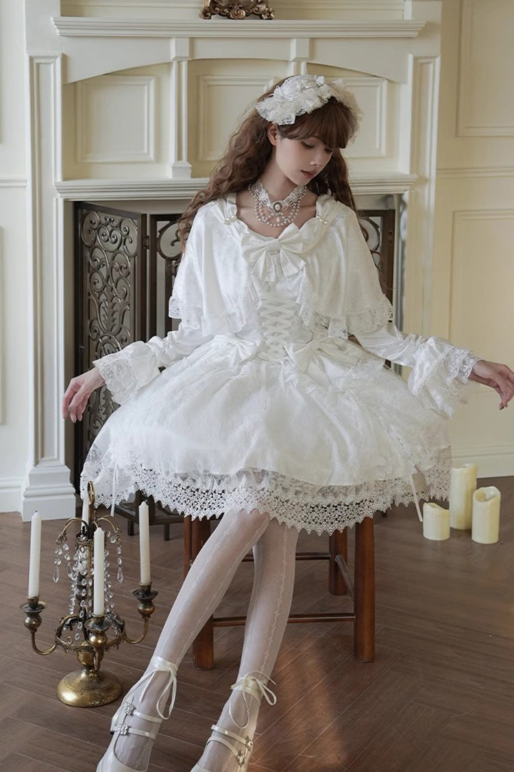 Ivory Sweet Dress with Trumpet Sleeves and Lace-Up Front - Cherish