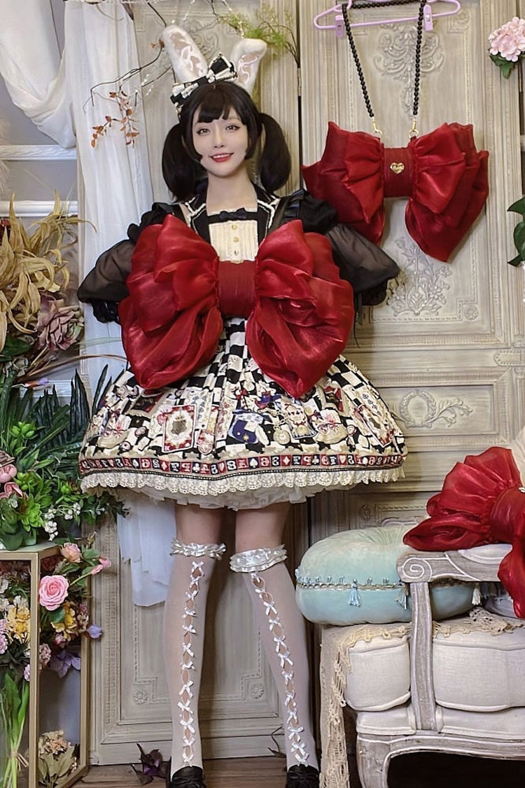 Burgundy Large Ribbon Heart Nameplate Lolita Satchel