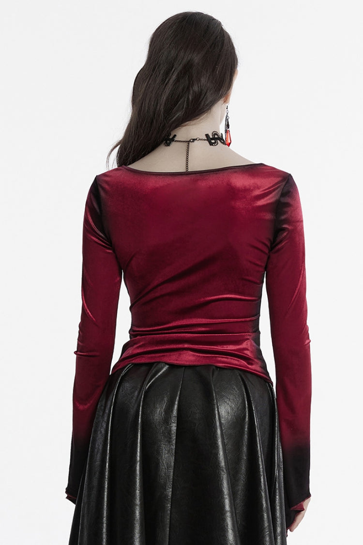 Scarlet Gradient Irregular Gothic Blouse