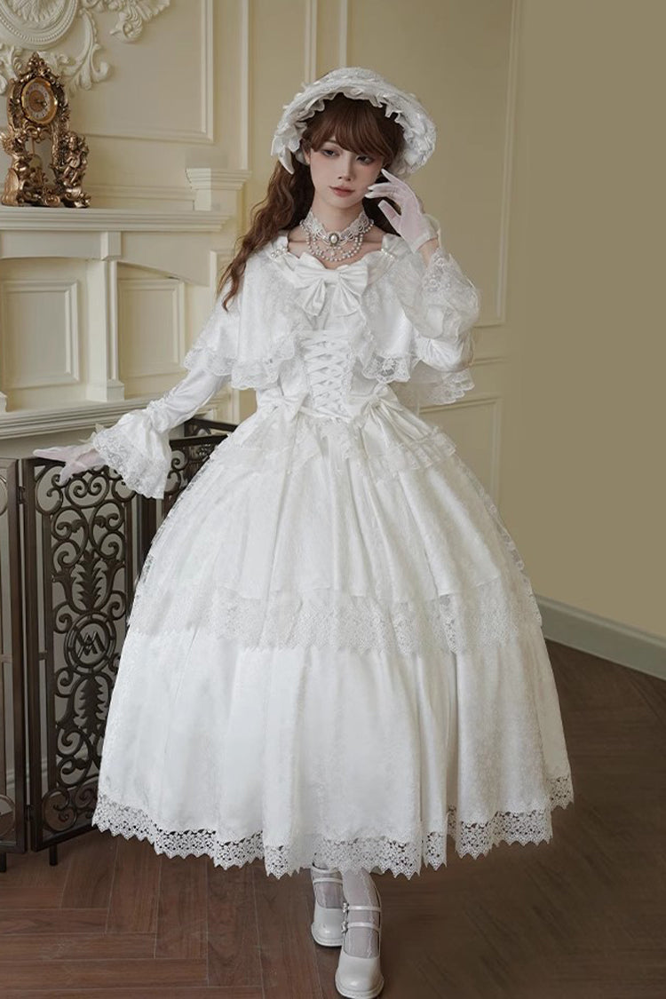 Ivory Sweet Dress with Trumpet Sleeves and Lace-Up Front - Cherish
