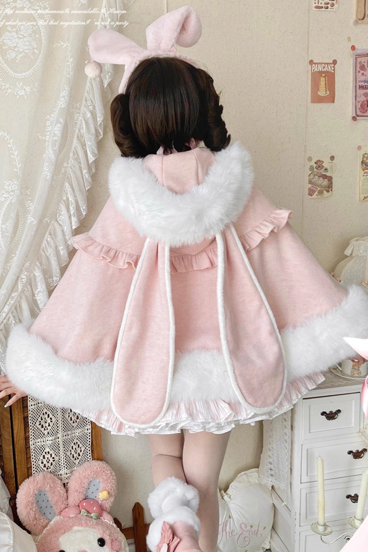 Fluffy Eared Bunny Bow Lolita Cape Coat