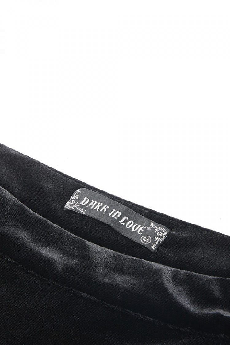 Sable Velour Lace-Trim Gothic Mermaid Skirt