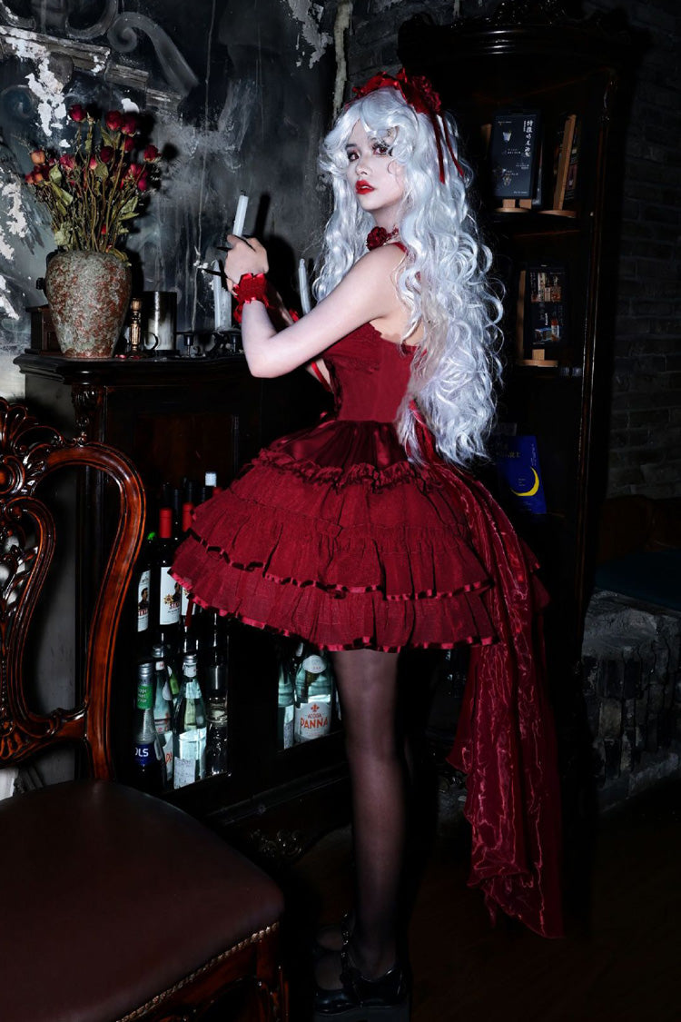 Triple-Layered Ballet Gothic JSK with Lace-Up Front