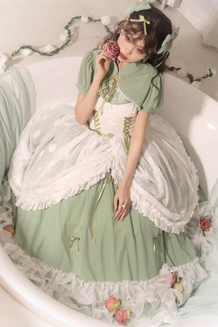 Jade Multi-Tier Hanayome Lace-Up Plus-Size Sweet Lolita JSK (Long)