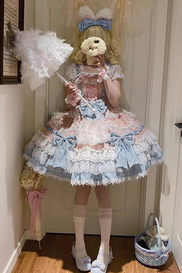 Azure Doll-Style Sweet JSK with Lace and Bow Accents