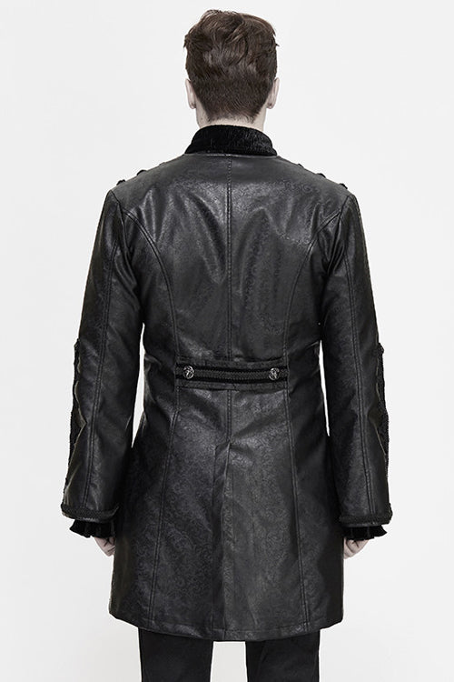 Fitted Leather Gothic Coat with Swallowtail Sleeves