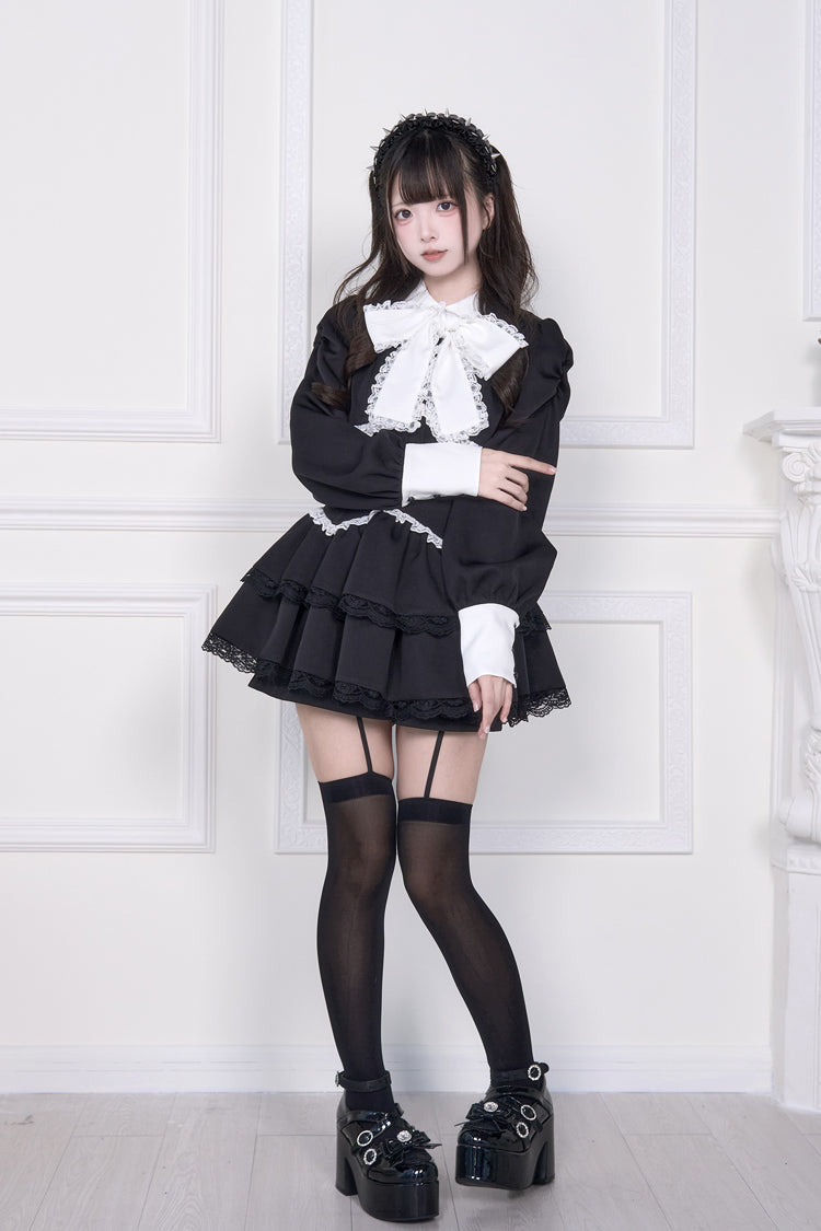 Layered Bow Tie Jirai Kei Outfit with Shorts