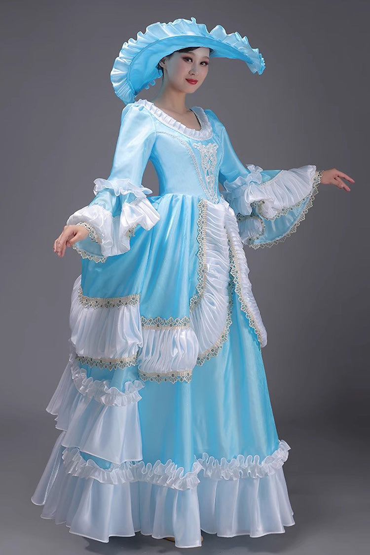 European Princess Dress with Multi-Layer Ruffles, Long Sleeves